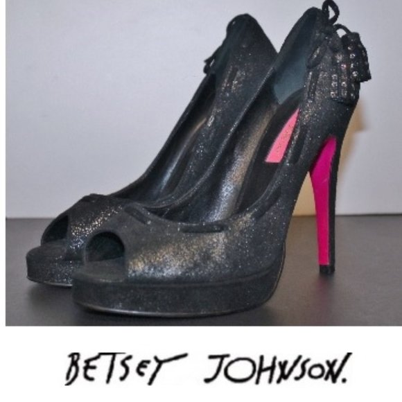 Betsey Johnson Shoes - Shimmery Rhinestone Tassel Open Toe Pump Heels